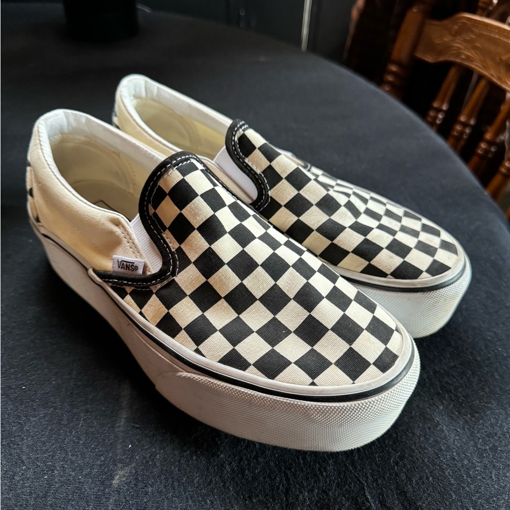 Platform checkered vans